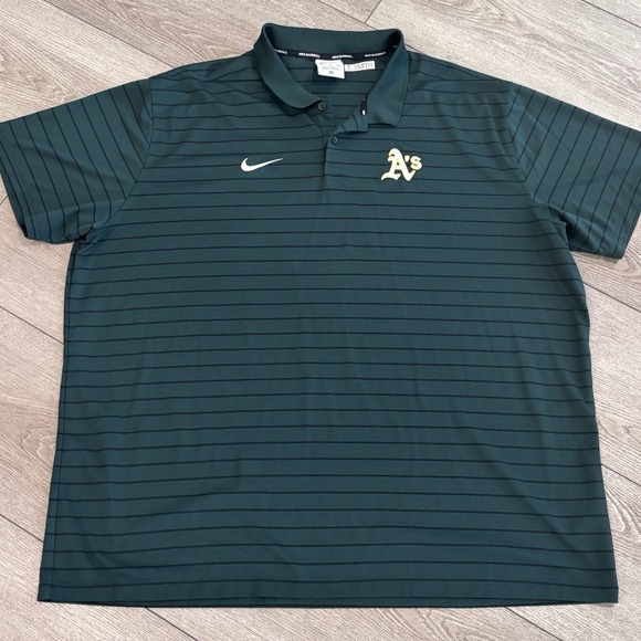 Nike DriFit MLB Baseball Oakland Athletics A's Polo Mens Size XXL Player Issued - Picture 2 of 8